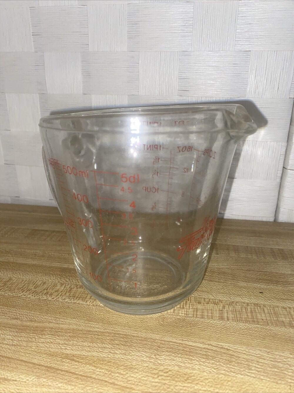 Vintage Anchor Hocking Fire-King 2 CUP GLASS MEASURING Cup~ 1970s USA Glass Red
